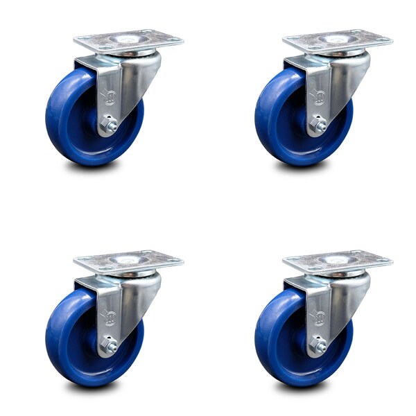 4 Inch Solid Polyurethane Wheel Swivel Top Plate Caster Set